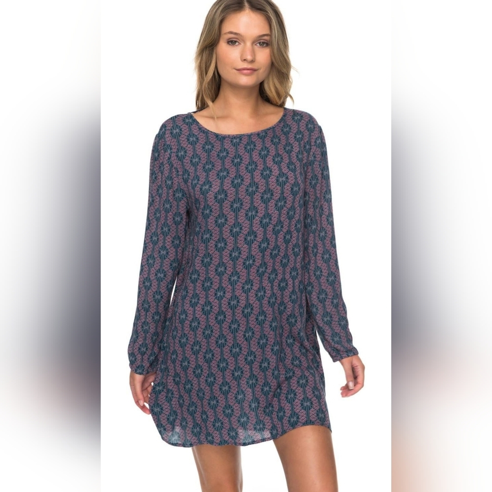 Roxy Definitely Traveling Dress, Size Medium, Reflecting Pond Abel Open Back